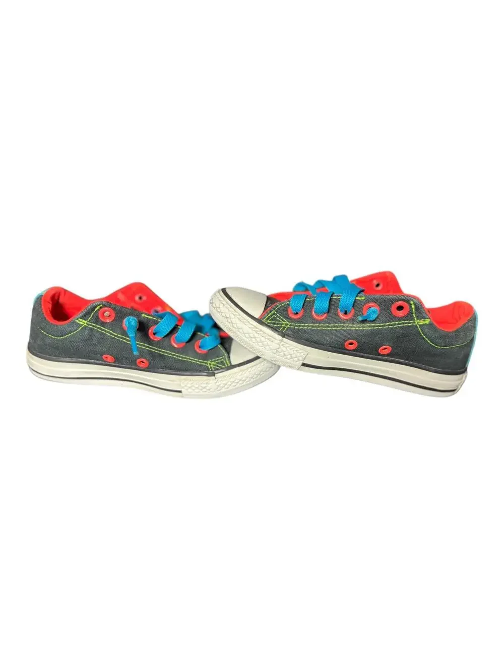 Converse Kids Low Top Sneakers Black Red Blue Lace-Up Youth Shoes